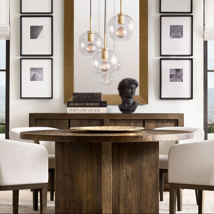 RoyaleGlow Modern Clear Glass Sphere Pendant Light - Minimalist Industrial Hanging Lamp