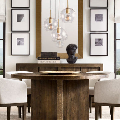 RoyaleGlow Modern Clear Glass Sphere Pendant Light - Minimalist Industrial Hanging Lamp