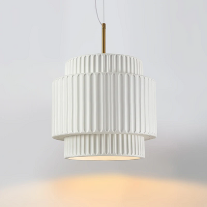 Royelux Modern Ribbed Green Resin Pendant Light - Hanging Lamp For Dining Room