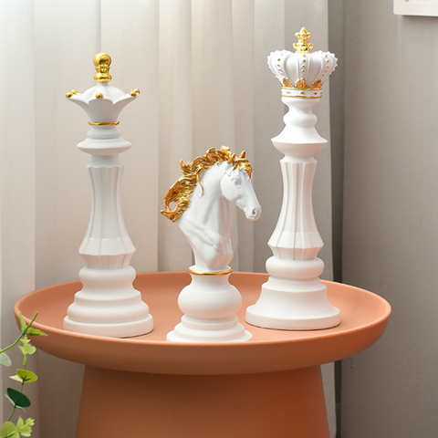 Royelux Modern Chess Statues - King, Queen & Knight Home Decor