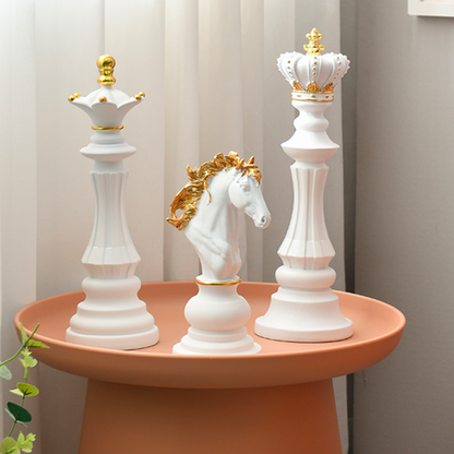 Royelux Modern Chess Statues - King, Queen & Knight Home Decor