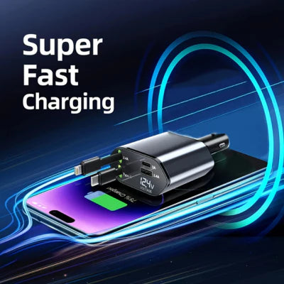 Luxora 120W Retractable Car Charger with Dual USB Ports