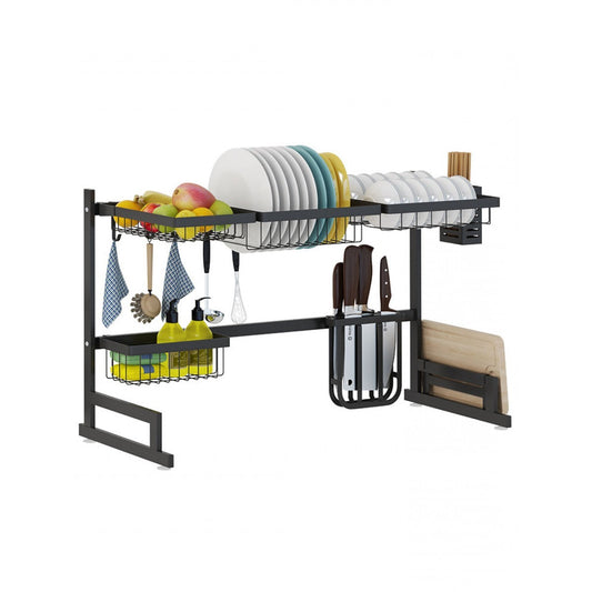 RoyaleGlow 34.6" Stainless Steel Black Dish Drying Rack Over Kitchen Sink, Dishes and Utensils Draining Shelf