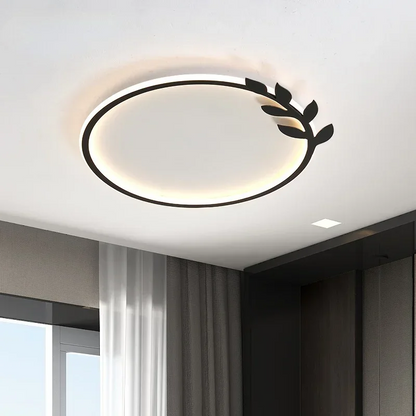 LuxRoyale Dimmable LED Flush Mount Light with Round Leaf Edge for Living Room & Bedroom