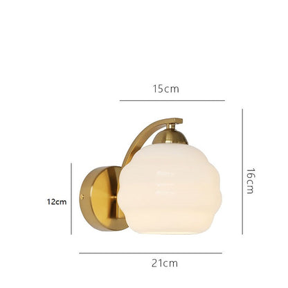 Royelux Vintage Art Deco Wall Lamp with White Glass Shade Brass Finish, Luxury Wall Lighting
