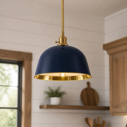 RoyaleGlow Modern Industrial Bell Pendant Light - Gold & Cream Metal Shade