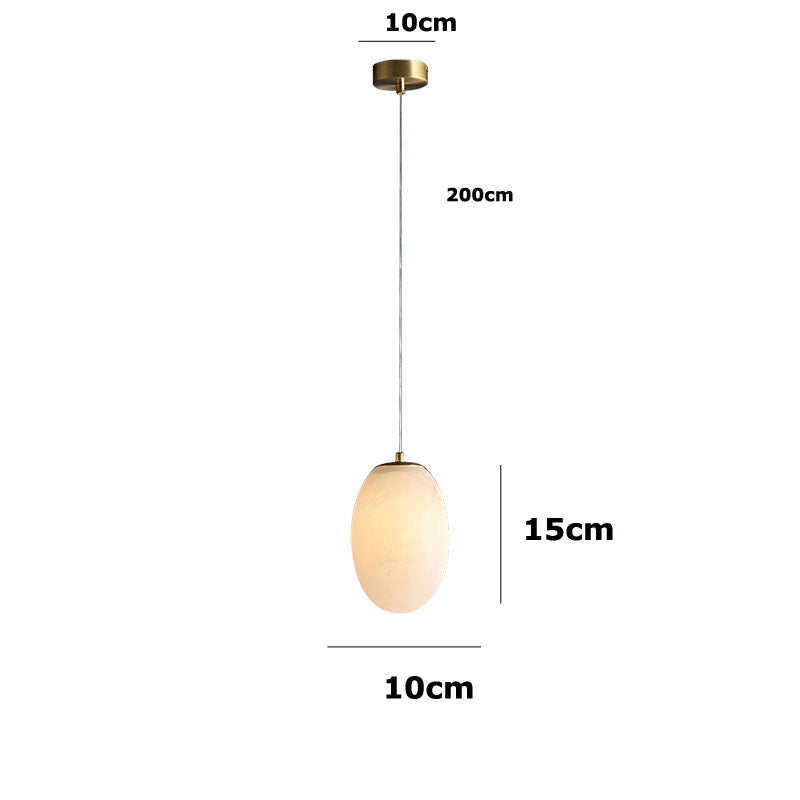 RoyaleGlow Oval Alabaster Pendant Light - Natural Stone Modern Ceiling Fixture