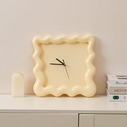 Lumora Sculptural Wall Clock with Wavy High-Gloss Frame