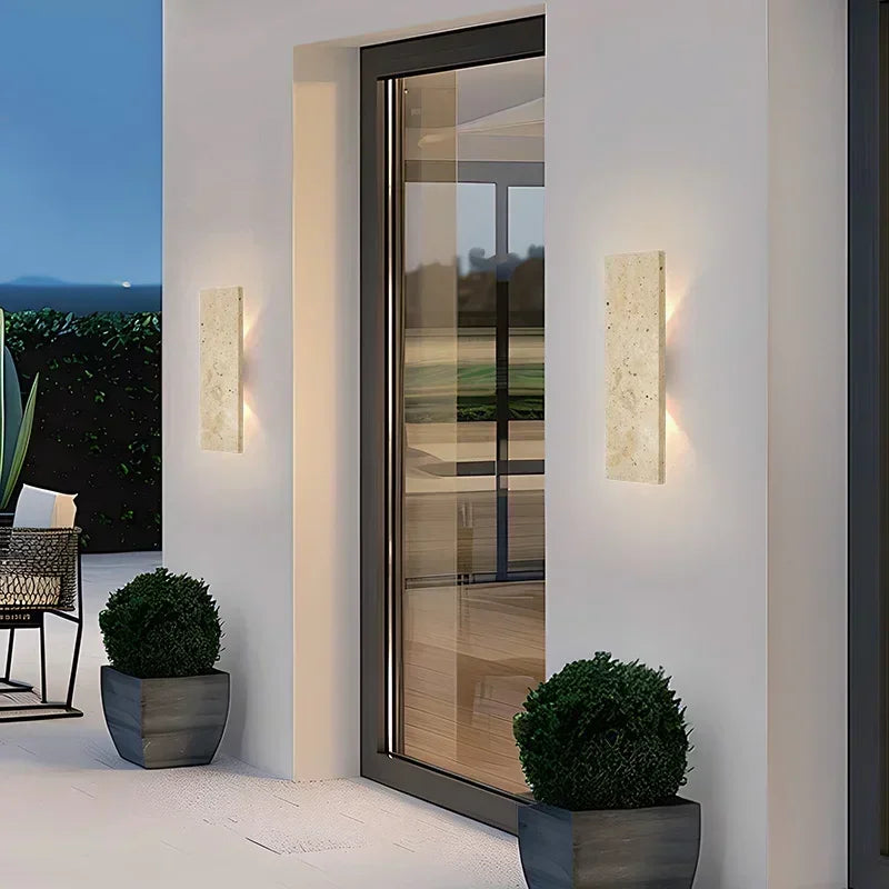 LuxRoyale Outdoor LED Wall Sconce-Natural Stone Up Down Light for Exterior Walls