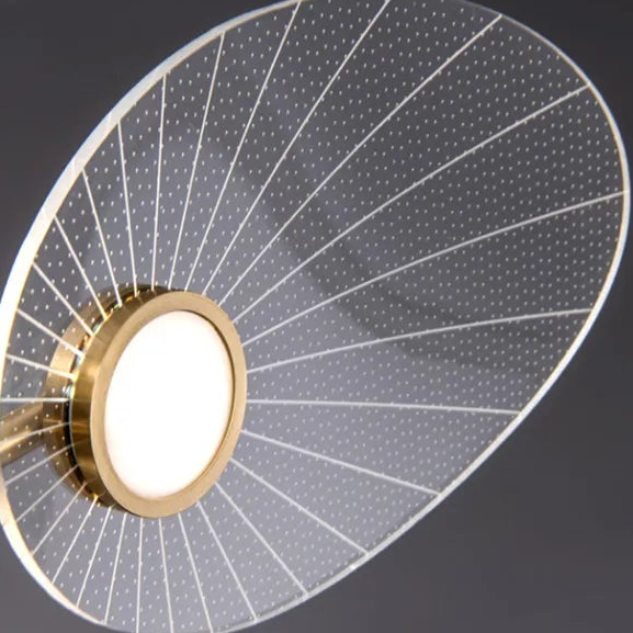 Royelux Modern LED Chandelier with Petal Acrylic Shades - Brushed Gold Finish
