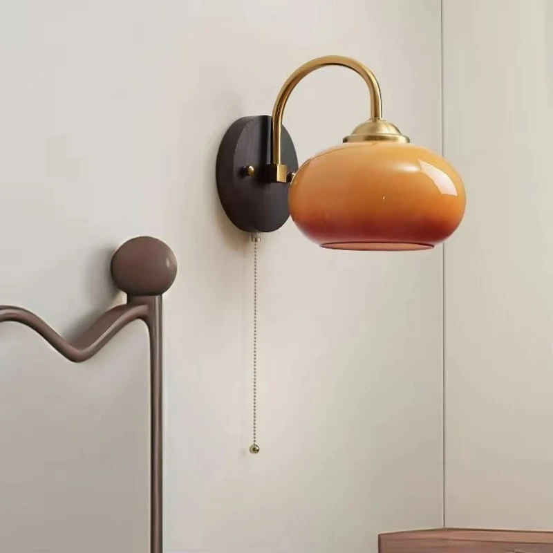 LuxRoyale Ash Wood Wall Lamp With Glass Shade - Luxury Caramel Beige Glow