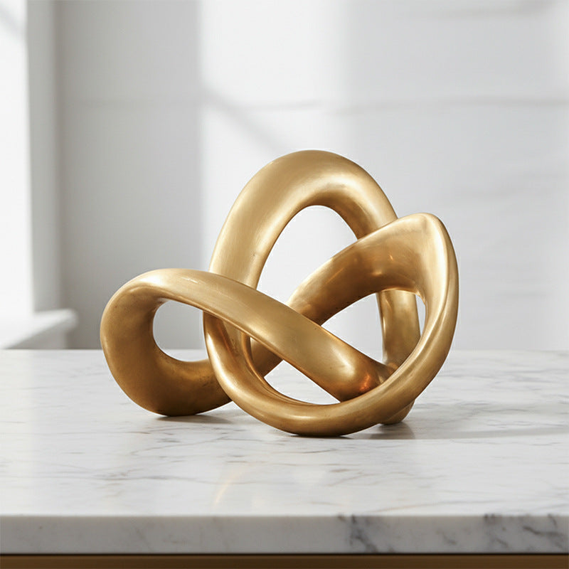 RoyaleGlow Abstract Gold Knot Sculpture - Modern Geometric Resin Home Decor