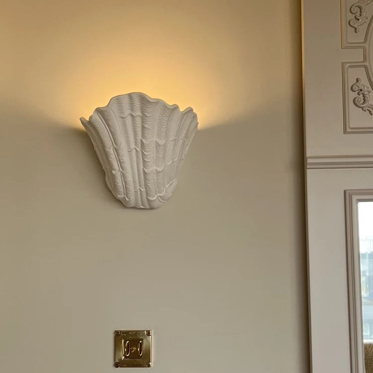 RoyaleGlow Handcrafted Plaster Seashell Sconce - Organic Modern Wall Light