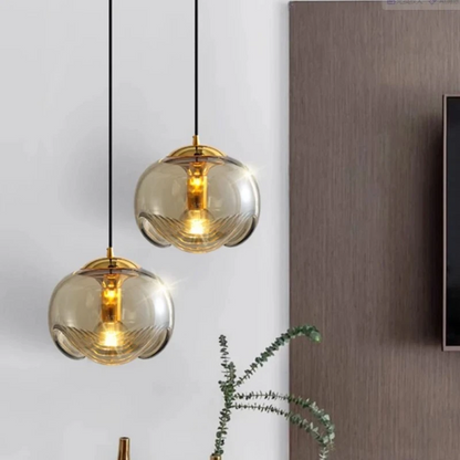 Royelux Modern Wave Pendant Light - Clear Glass  Hanging Fixture for Bedroom, Dining