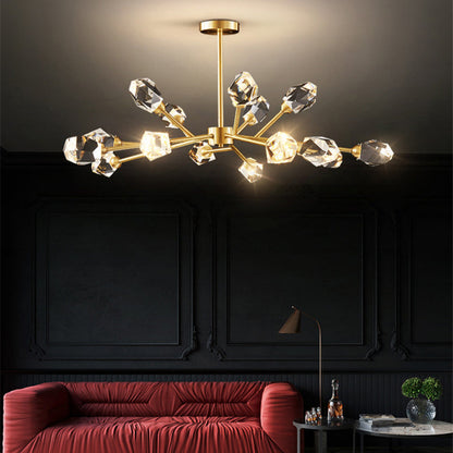 RoyaleGlow Modern Crystal Chandelier Lighting with Gold Finish for Living Room