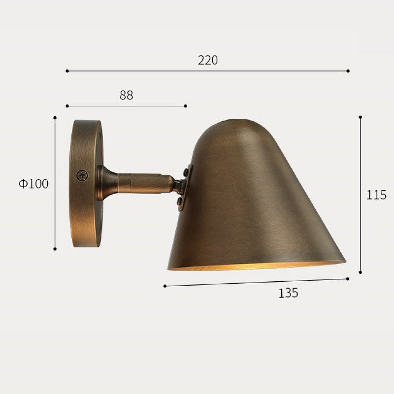 LuxRoyale Modern Solid Brass Conical Wall Sconce - Elegant Downlight Fixture