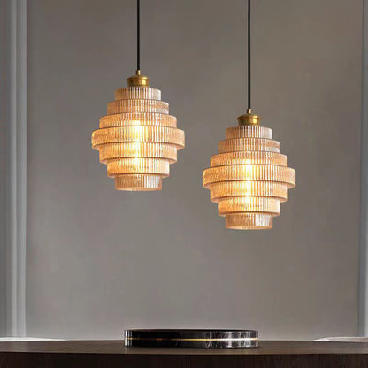 Royelux Tiered Glass Chandelier Pendant Light for Dining Room and Living Room