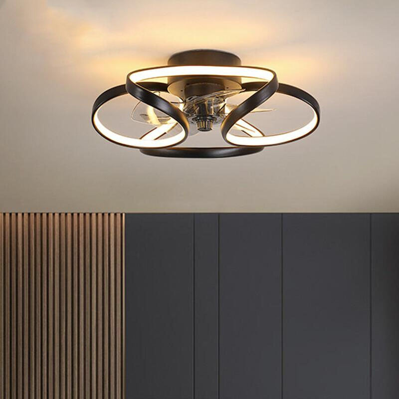 Royelux Modern LED Flush Mount Ceiling Fan with Light & Remote for Bedroom Living Room