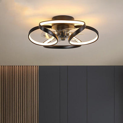 Royelux Modern LED Flush Mount Ceiling Fan with Light & Remote for Bedroom Living Room