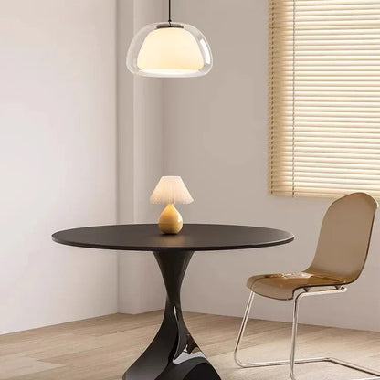 RoyaleGlow Modern Glass Dome Pendant Light Minimalist Ceiling Lamp for Dining Room