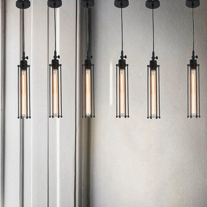 Rayvia Vintage Industrial Flute Pendant Light, Metal Glass Hanging Fixture