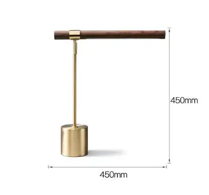 RoyaleGlow Minimalist Wood & Brass LED Desk Lamp - Modern Design for Home Office