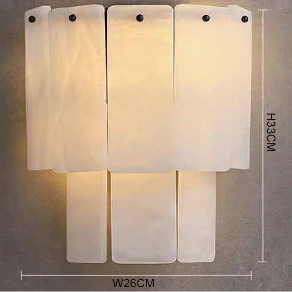 RoyaleGlow Modern Alabaster Wall Sconce - Luxury Layered Stone LED Light for Living Room