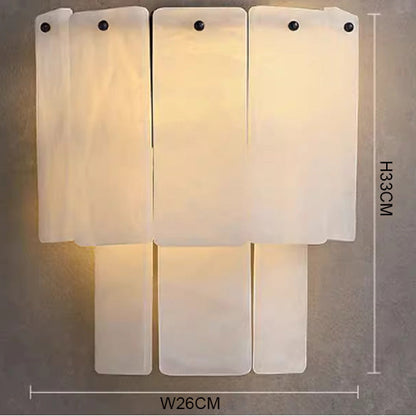 RoyaleGlow Modern Alabaster Wall Sconce - Luxury Layered Stone LED Light for Living Room