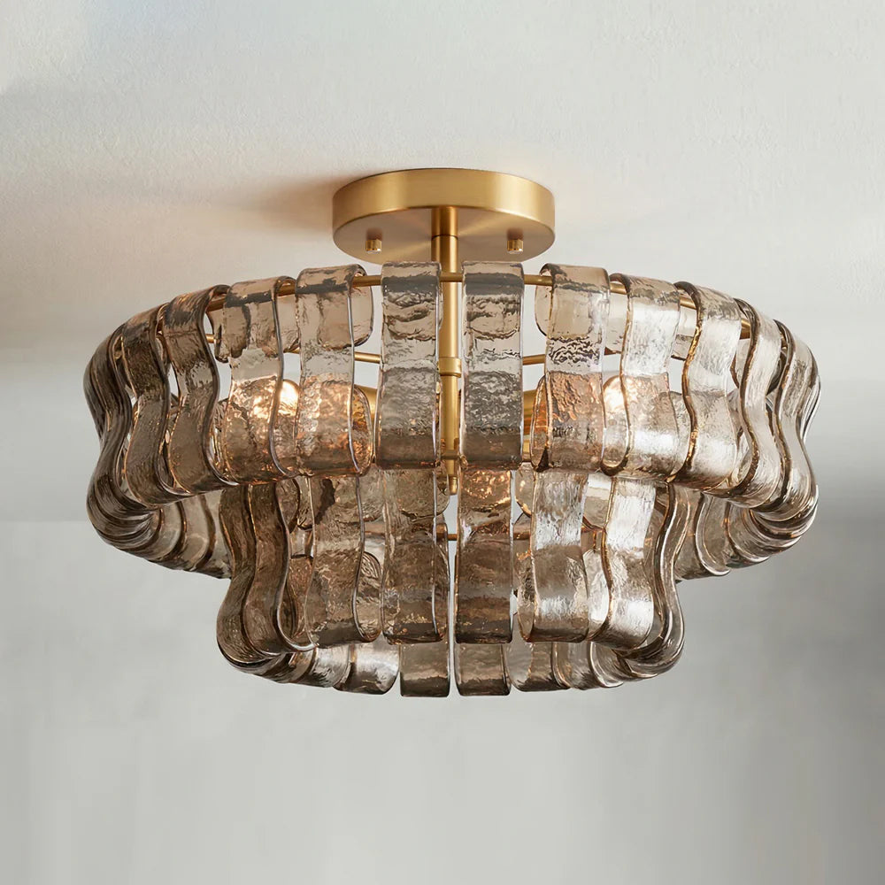 RoyaleGlow Murano Glass Semi Flush Mount Ceiling Light Fixture