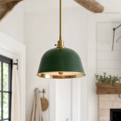 RoyaleGlow Modern Industrial Bell Pendant Light - Gold & Cream Metal Shade