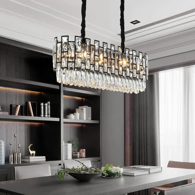 LuxRoyale Modern Crystal Chandelier Round Black Ceiling Light Fixture
