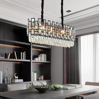 LuxRoyale Modern Crystal Chandelier Round Black Ceiling Light Fixture