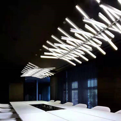Royelux Modern Fishbone Chandelier-Black Aluminum LED Dining Room Light Fixture
