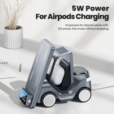 Royaleva 5-in-1 Forklift Design Wireless Charger with Alarm Clock and Night Light