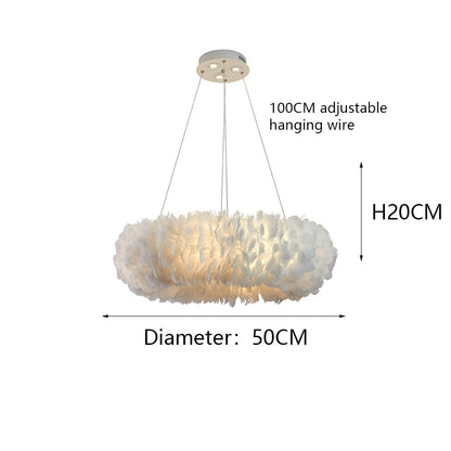RoyaleGlow Nordic Feather Chandelier Modern LED Pendant Light for Living Room