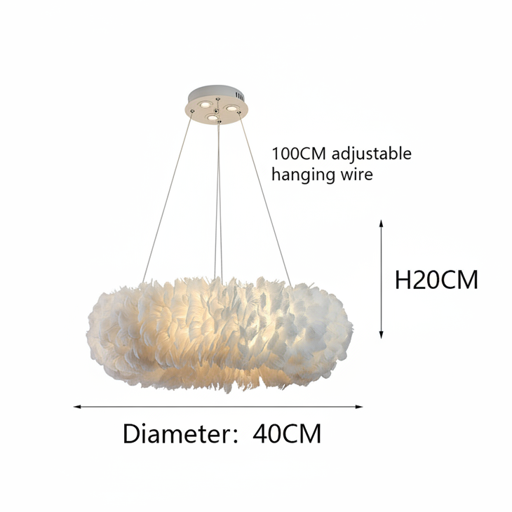RoyaleGlow Nordic Feather Chandelier Modern LED Pendant Light for Living Room