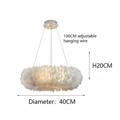 RoyaleGlow Nordic Feather Chandelier Modern LED Pendant Light for Living Room