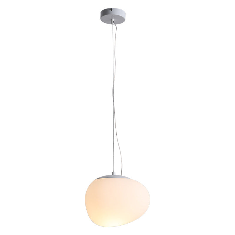 LuxRoyale Modern Pebble LED Pendant Light White Frosted Glass Diffuser