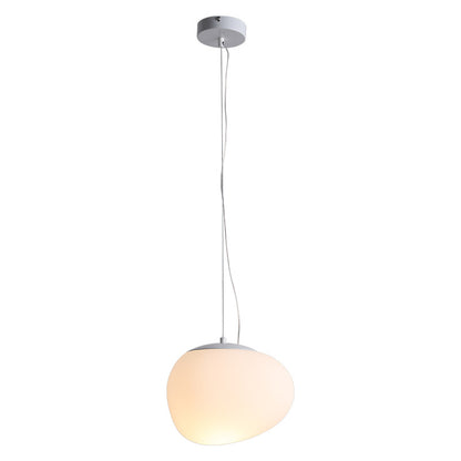LuxRoyale Modern Pebble LED Pendant Light White Frosted Glass Diffuser