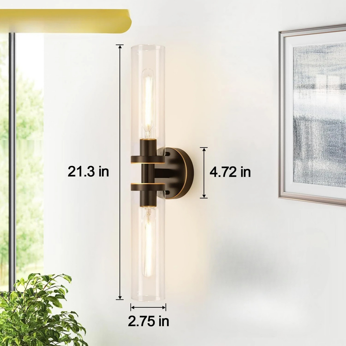 Royelux Modern Glass Tube Wall Sconce - Vanity Light Bathroom Fixture