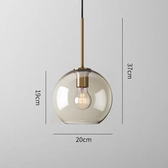 LuxRoyale Modern Glass Globe Pendant Light with Brushed Gold Accent
