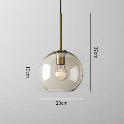 LuxRoyale Modern Glass Globe Pendant Light with Brushed Gold Accent