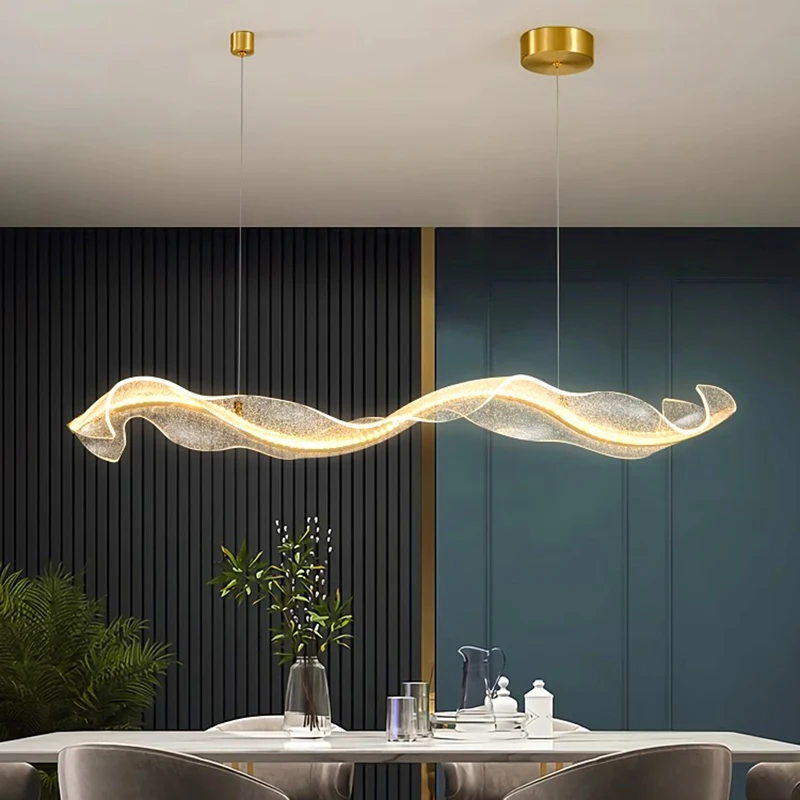 LuxRoyale Modern Wave LED Chandelier for Dining Room & Kitchen Island