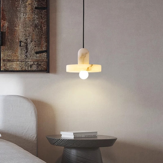 RoyaleGlow Modern Alabaster Pendant Light - Elegant White Marble Hanging Lamp