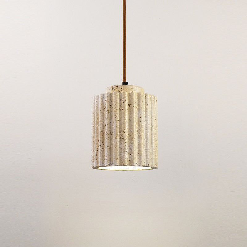LuxRoyale Fluted Travertine Stone Pendant Light for Modern Kitchen Island