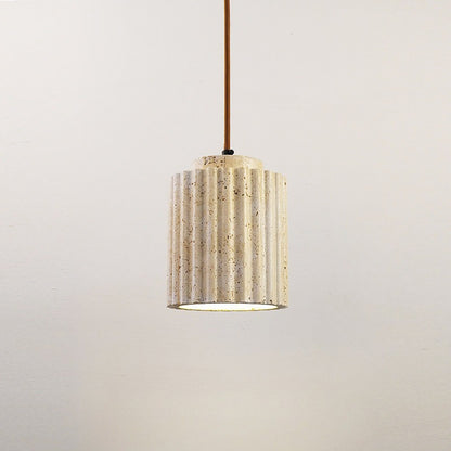 LuxRoyale Fluted Travertine Stone Pendant Light for Modern Kitchen Island