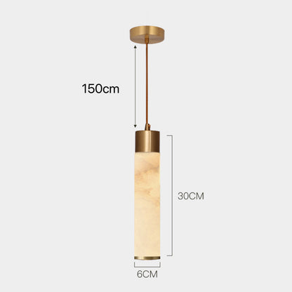 Royelux Alabaster Cylinder Pendant Light with Brass Accents - Modern Elegance