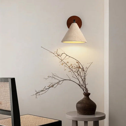 RoyaleGlow Japandi Natural Stone Wall Sconce-Modern Cone Light Fixture