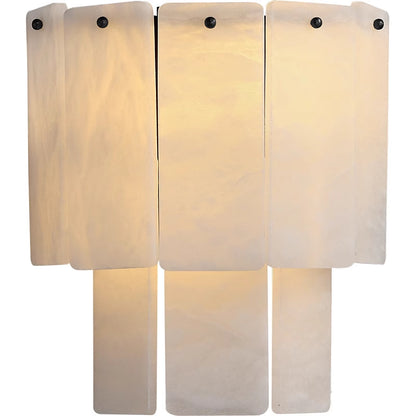 RoyaleGlow Modern Alabaster Wall Sconce - Luxury Layered Stone LED Light for Living Room