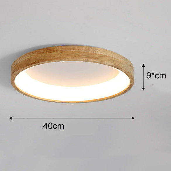 RoyaleGlow Modern Wood LED Flush Mount Ceiling Light-Minimalist Round Fixture